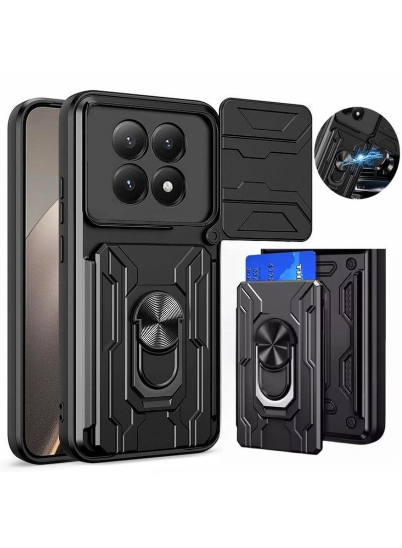 Redmi Note 15 Pro 5G Full Shockproof Shield Case with Card Holder, Sliding Camera Cover & Metal Ring - Image 1